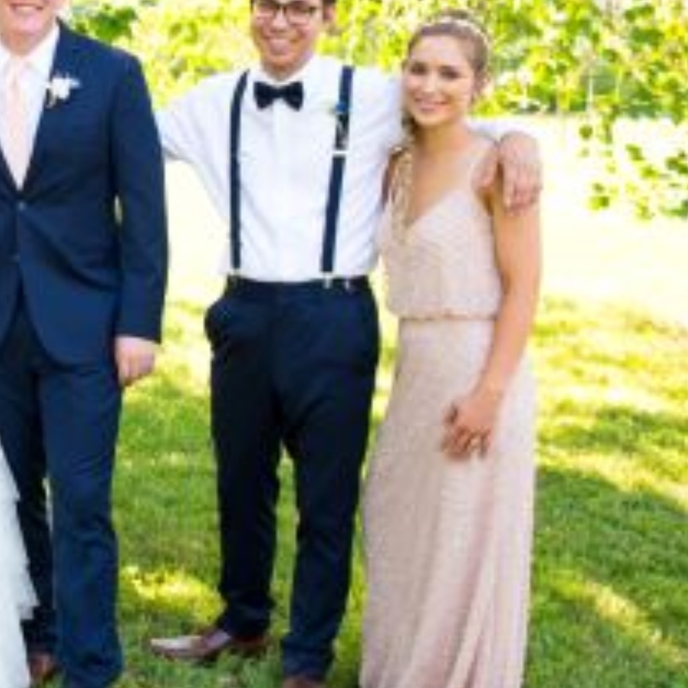 Adriana Papell Embelished Blousan Gown/Dress Blush